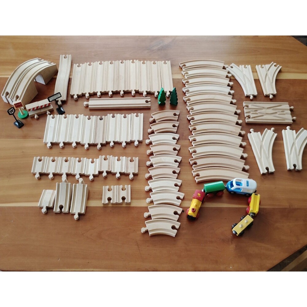 6 Lb Mixed Lot 74 pieces Vintage Brio Wooden Train Track set Thomas Compatible